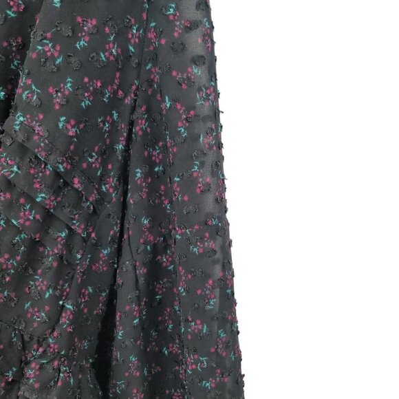 Zara Black Swiss Dot Mini Dress Womens Floral Large Ruffled Long Sleeve Witchy - Picture 10 of 12